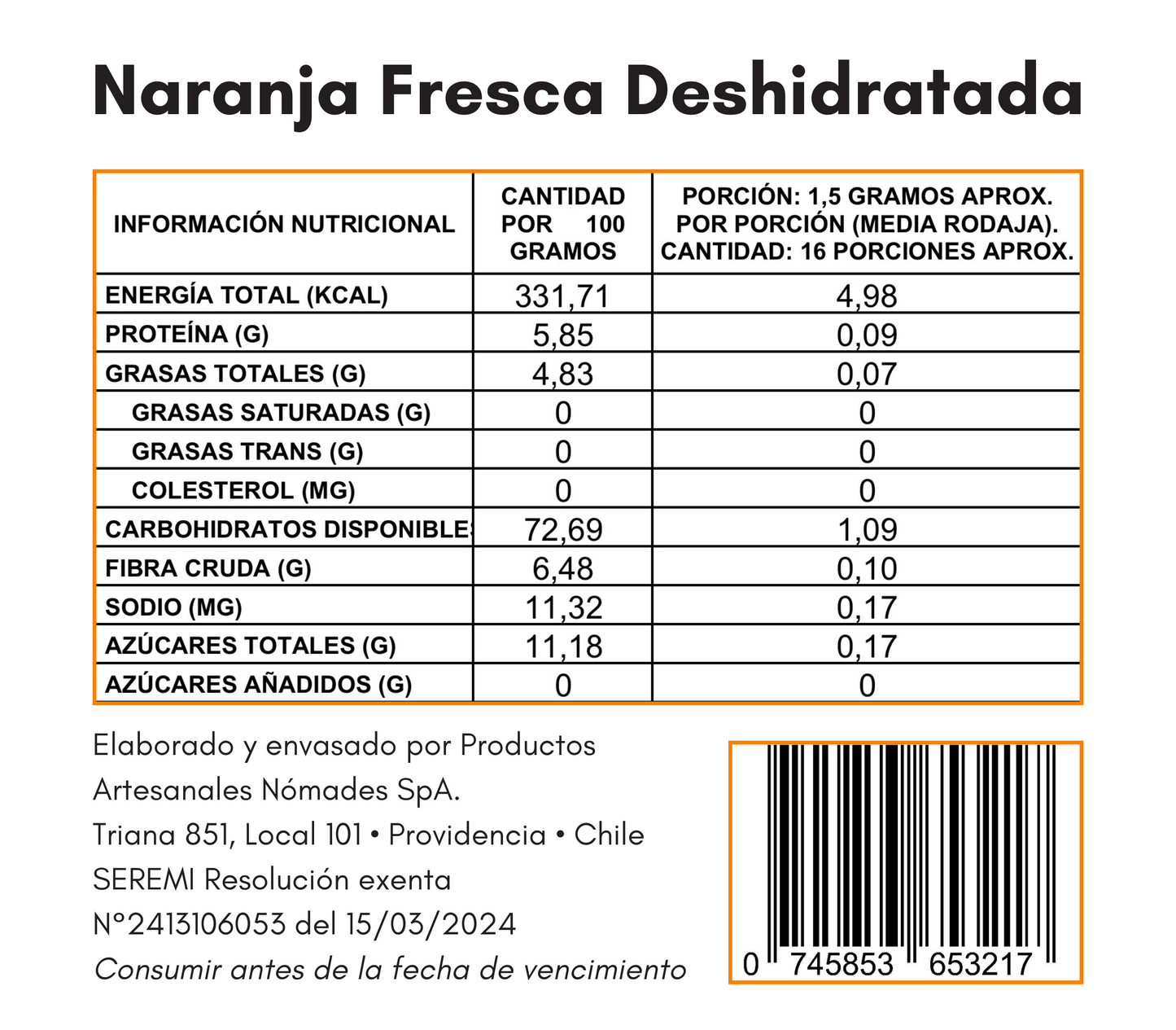 Naranja Deshidratada