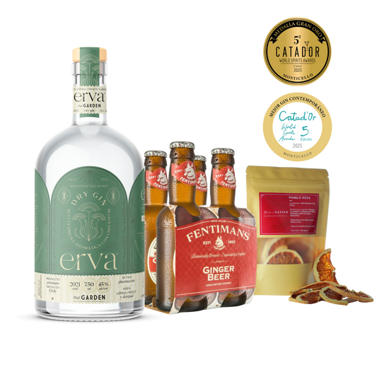 PROMO Gin Erva 750 ml + 4x Fentimans Ginger Beer 200 ml + Pomelo Rosa Deshidratado + Receta de Regalo