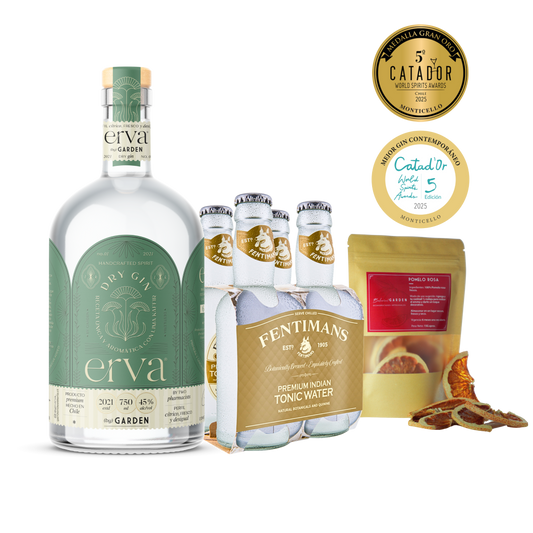 PROMO Gin Erva 750 ml + 4x Fentimans Premium Indian Tonic Water 200 ml + Pomelo Rosa Deshidratado + Receta de Regalo