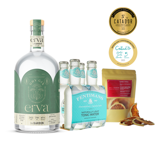 PROMO Gin Erva 750 ml + 4x Fentimans Naturally Light Tonic Water 200 ml + Pomelo Rosa Deshidratado + Receta de Regalo